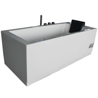 60 in. Acrylic Flatbottom Whirlpool Bathtub in White - Super Arbor