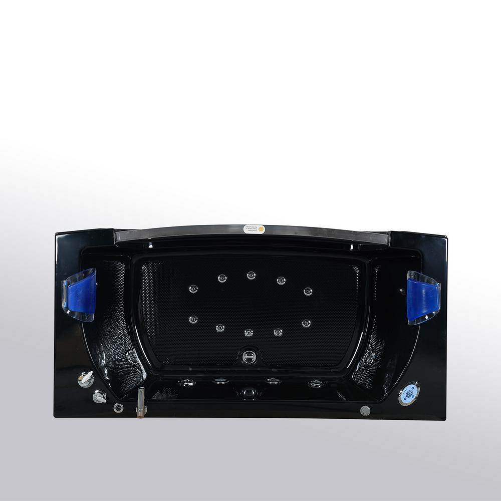 Jamaica with Heater 71 in. Acrylic Center Drain Corner Alcove Whirlpool Bathtub in Black - Super Arbor