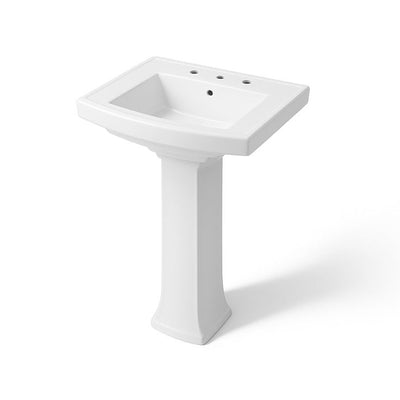 KOHLER Archer Vitreous China Pedestal Combo Bathroom Sink in White with Overflow Drain