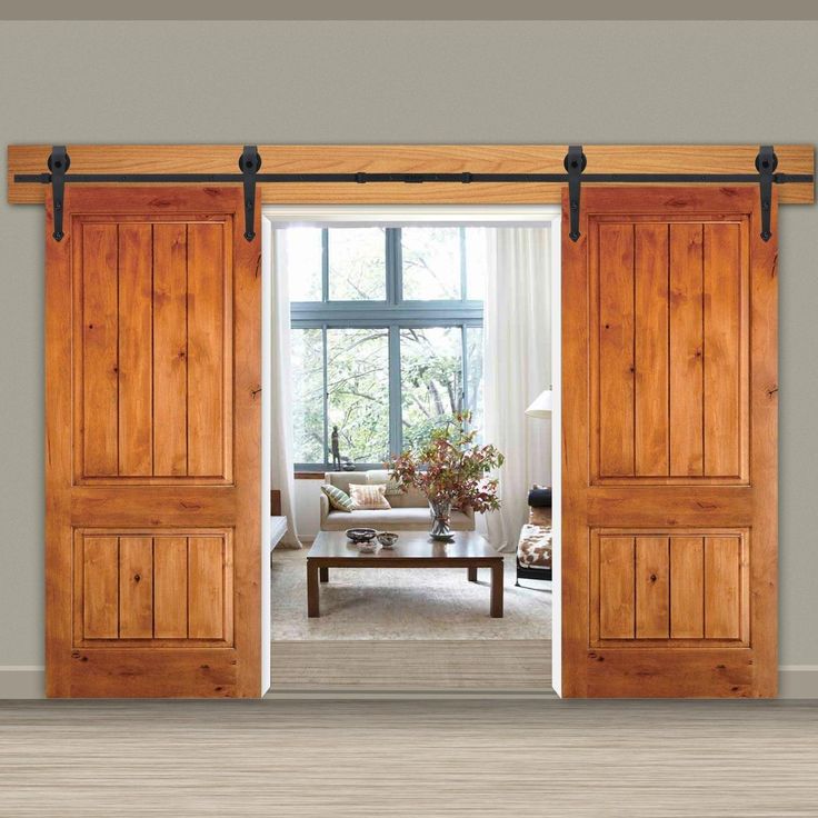 Zeny 12Ft Double Door Sliding Barn Door Hardware Kit - Smoothly and Quietly -Easy to Install - Double Track Kit System - Heavy Duty