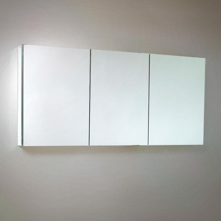 59 in. W x 26 in. H x 5 in. D Frameless Glass Recessed or Surface-Mount 4-Shelf Bathroom Medicine Cabinet