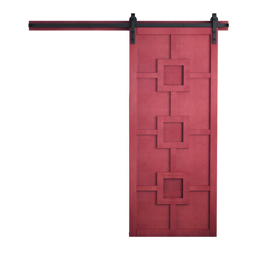 42 in. x 84 in. Mod Squad Bright White Wood Sliding Barn Door with Hardware Kit - Super Arbor