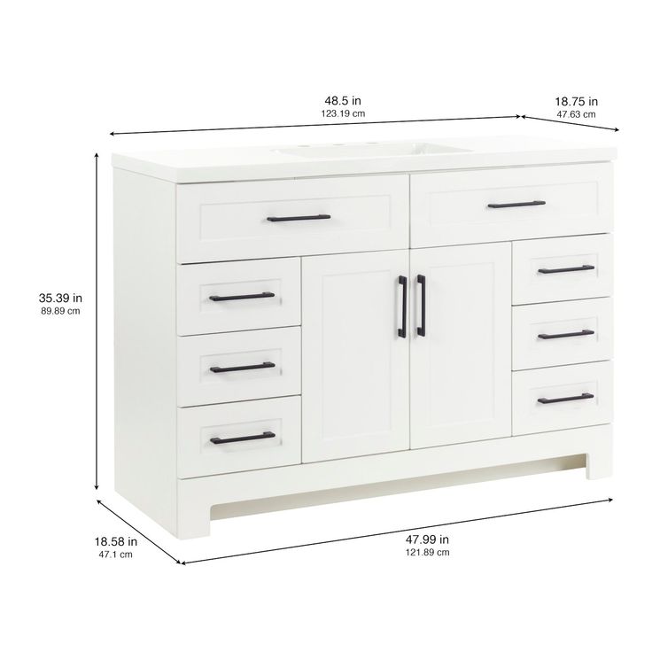 Style Selections Cauley 48-in White Single Sink Bathroom Vanity with White Cultured Marble Top