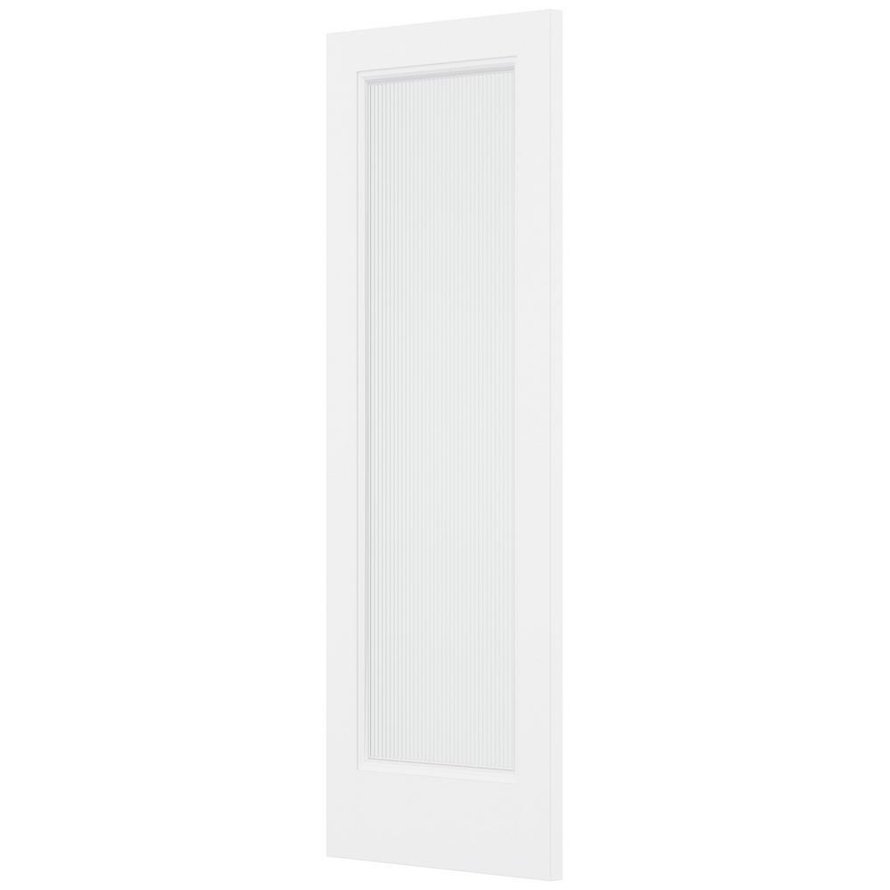 30 in. x 80 in. Reed Smooth 1 Lite Primed MDF Interior Door Slab - Super Arbor