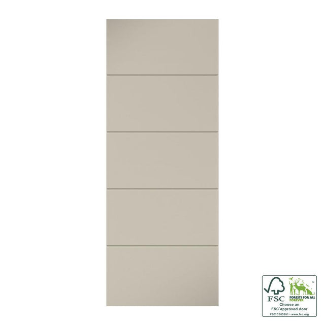 30 in. x 80 in. x 1-3/8 in. Contemporary U-Grooved Design (Atlanta) White Primed Core Flush Wood Interior Slab Door