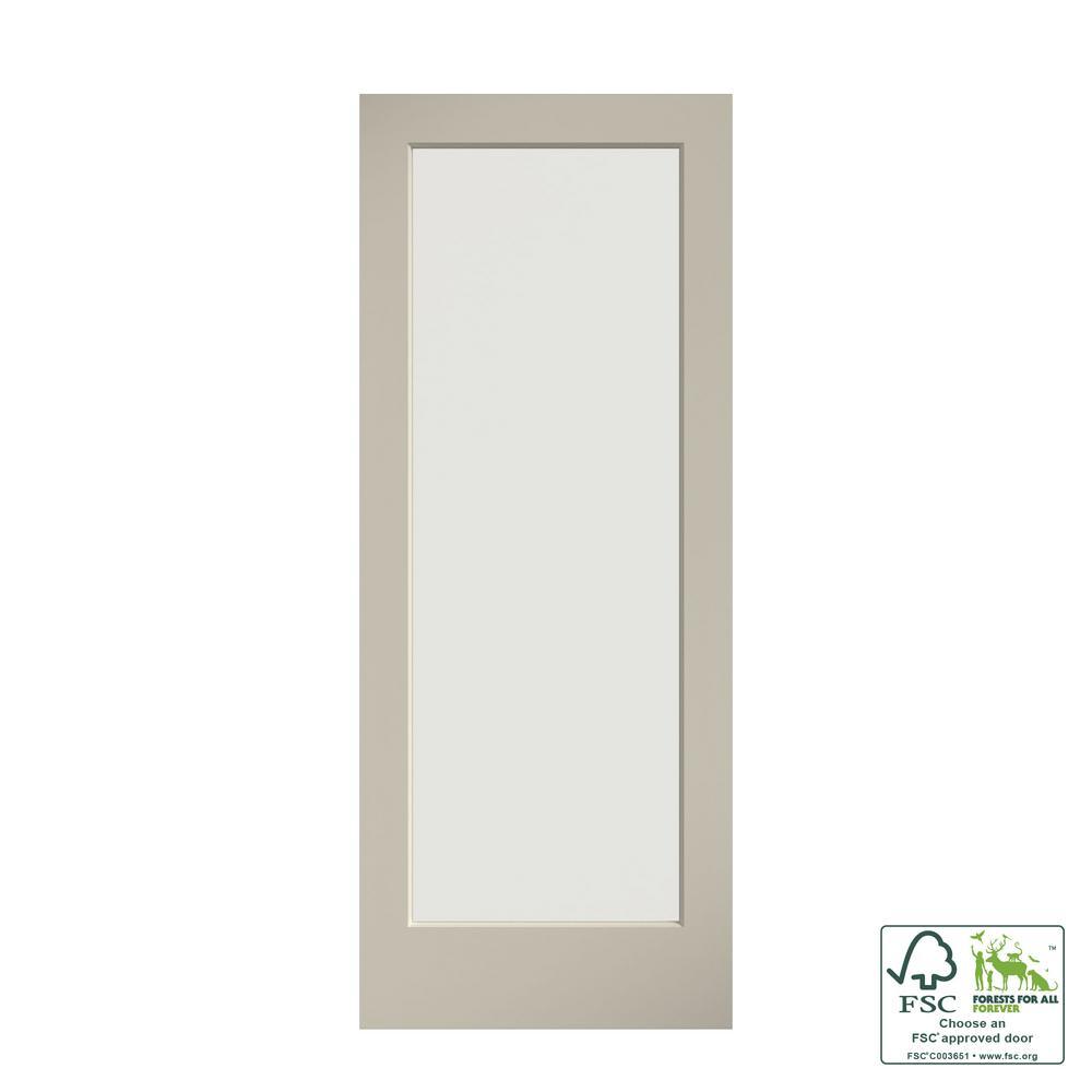 28 in. x 80 in. 1-Lite Clear Glass True Divided White Finished Solid Core Wood French Interior Door Slab - Super Arbor