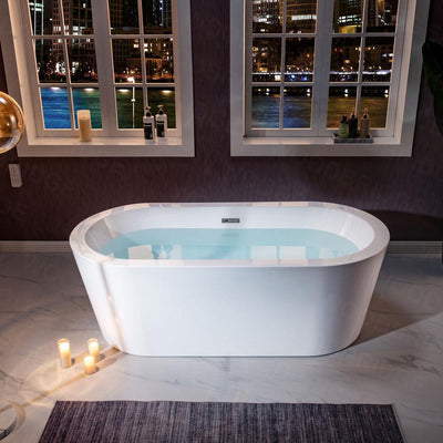 Vienna 66 in. Acrylic Freestanding Double Ended Soaking Bathtub with Drain and Overflow Included in White - Super Arbor