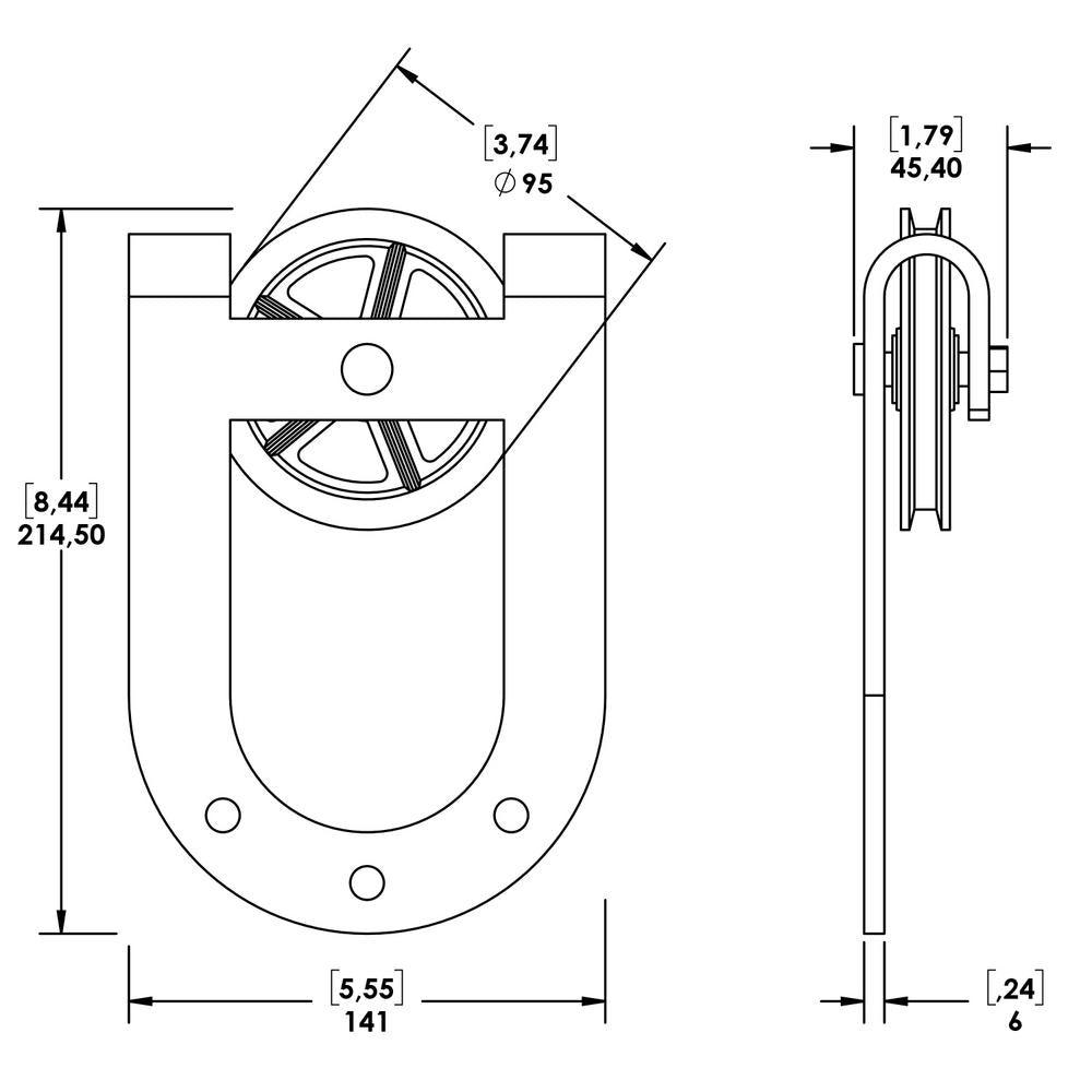 78-3/4 in. x 1-9/16 in. Black Steel Horseshoe Rail Sandy Sliding Door Hardware Kit - Super Arbor