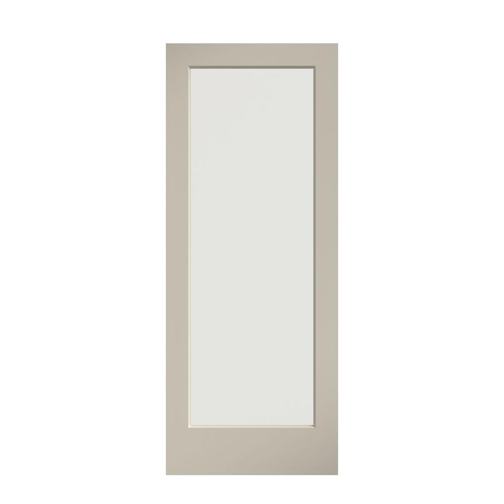 28 in. x 80 in. 1-Lite Clear Glass True Divided White Finished Solid Core Wood French Interior Door Slab - Super Arbor