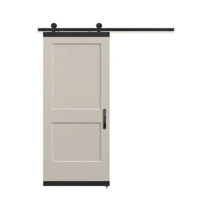 36 in. x 84 in. Monroe Primed Smooth Molded Composite MDF Barn Door with Rustic Hardware Kit