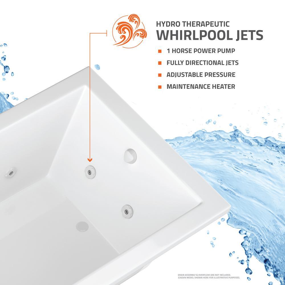Amber 5 ft. Acrylic Rectangular Drop-in Whirlpool Bathtub in White - Super Arbor