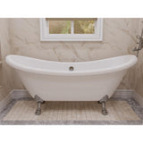 Belissima 69.29 in. Acrylic Double Slipper Clawfoot Non-Whirlpool Bathtub in White with Chrome Lion's Paw Feet - Super Arbor