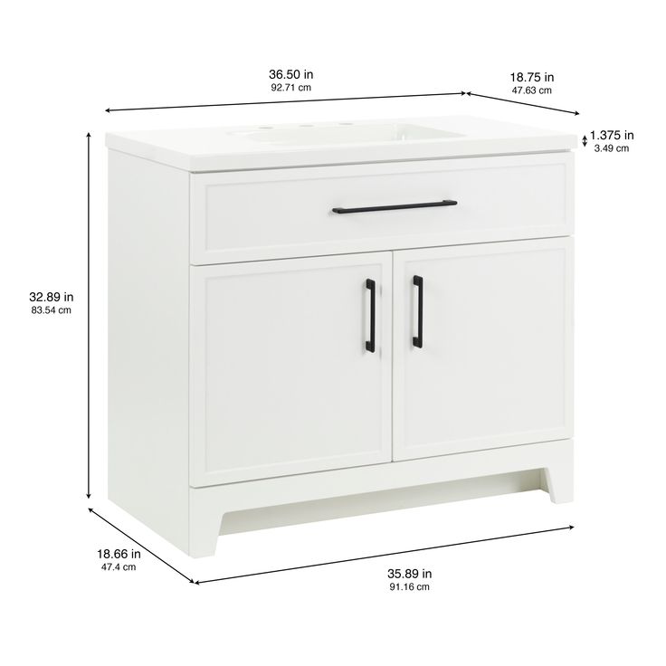Style Selections Potter 36-in White Single Sink Bathroom Vanity with White Cultured Marble Top