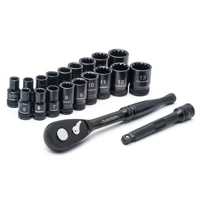 1/4 in. Drive 100-Position Ratchet and Universal SAE/Metric Socket Wrench Set (20-Piece) - Super Arbor