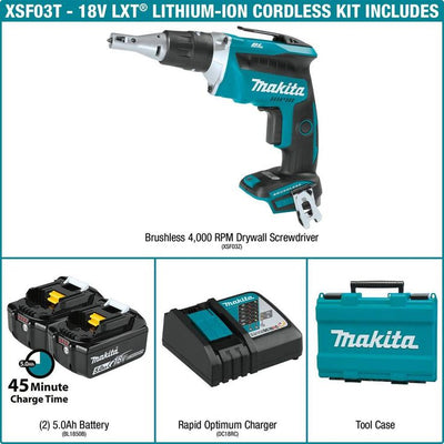 18-Volt 5.0Ah LXT Lithium-Ion Brushless Cordless Drywall Screwdriver Kit