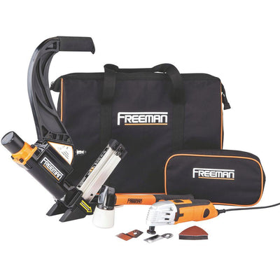 Lightweight Pneumatic 2-in-1 Flooring Nailer and Stapler and Oscillating Multi-Function Power Tool Combo Kit with Bags - Super Arbor