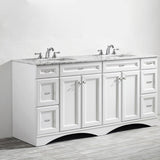 Naples 72 in. W x 22 in. D x 35 in. H Vanity in White with Marble Vanity Top in White with Basin - Super Arbor