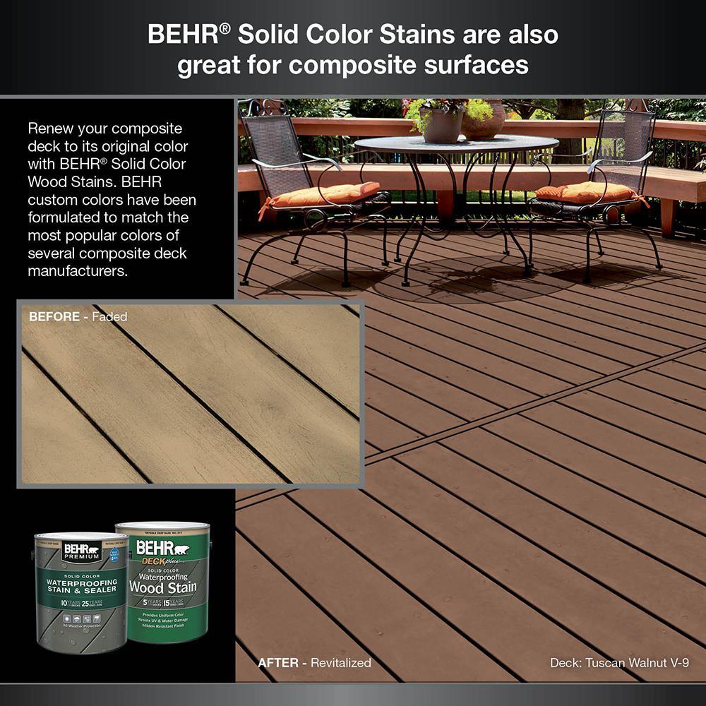 BEHR DECKplus 5 gal. #SC-330 Redwood Solid Waterproofing Exterior Wood Stain - Super Arbor