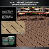 BEHR DECKplus 5 gal. #SC-330 Redwood Solid Waterproofing Exterior Wood Stain - Super Arbor