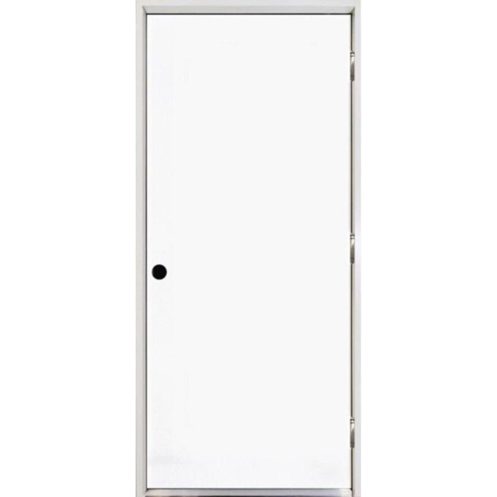 24 in. x 80 in. Premium Flush Primed White Left-Hand Outswing Steel Prehung Front Door with 4-9/16 in. Frame - Super Arbor