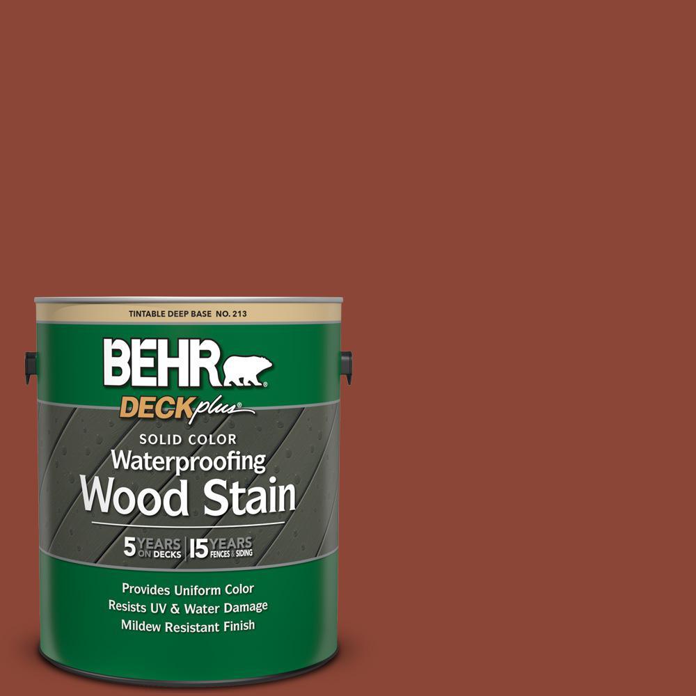 BEHR DECKplus 5 gal. #SC-330 Redwood Solid Waterproofing Exterior Wood Stain - Super Arbor