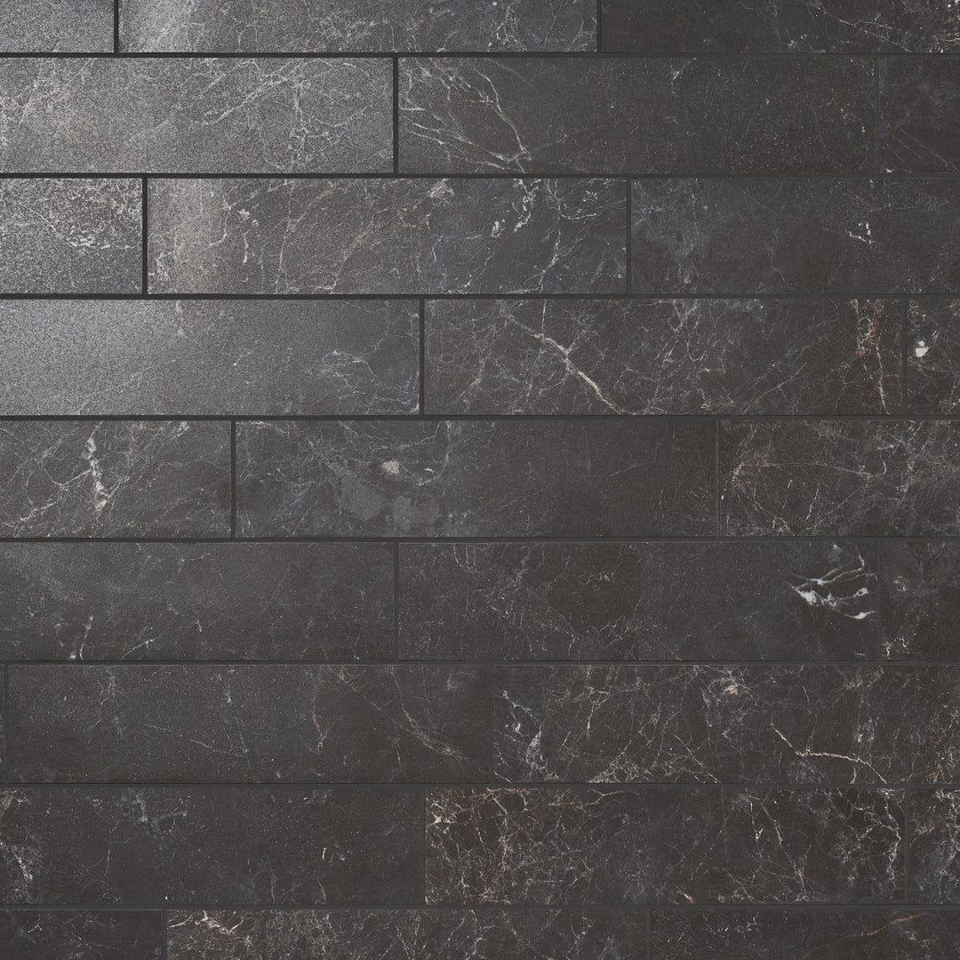 Marmo Perfetto Nero 4x16 Semi-Polished Porcelain Tile - Lux Tile