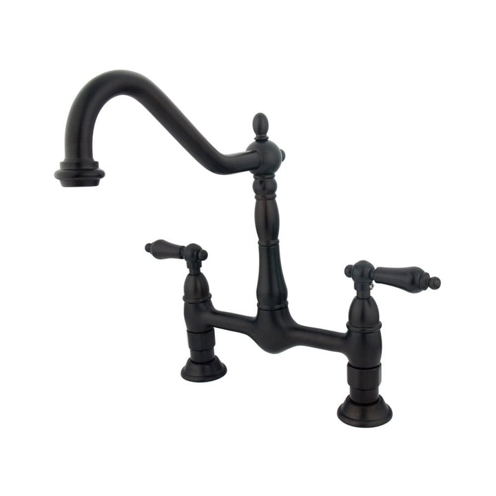Elements of Design Oil-Rubbed Bronze 2-Handle Deck-Mount Bridge Kitchen Faucet, 8-in Centerset
