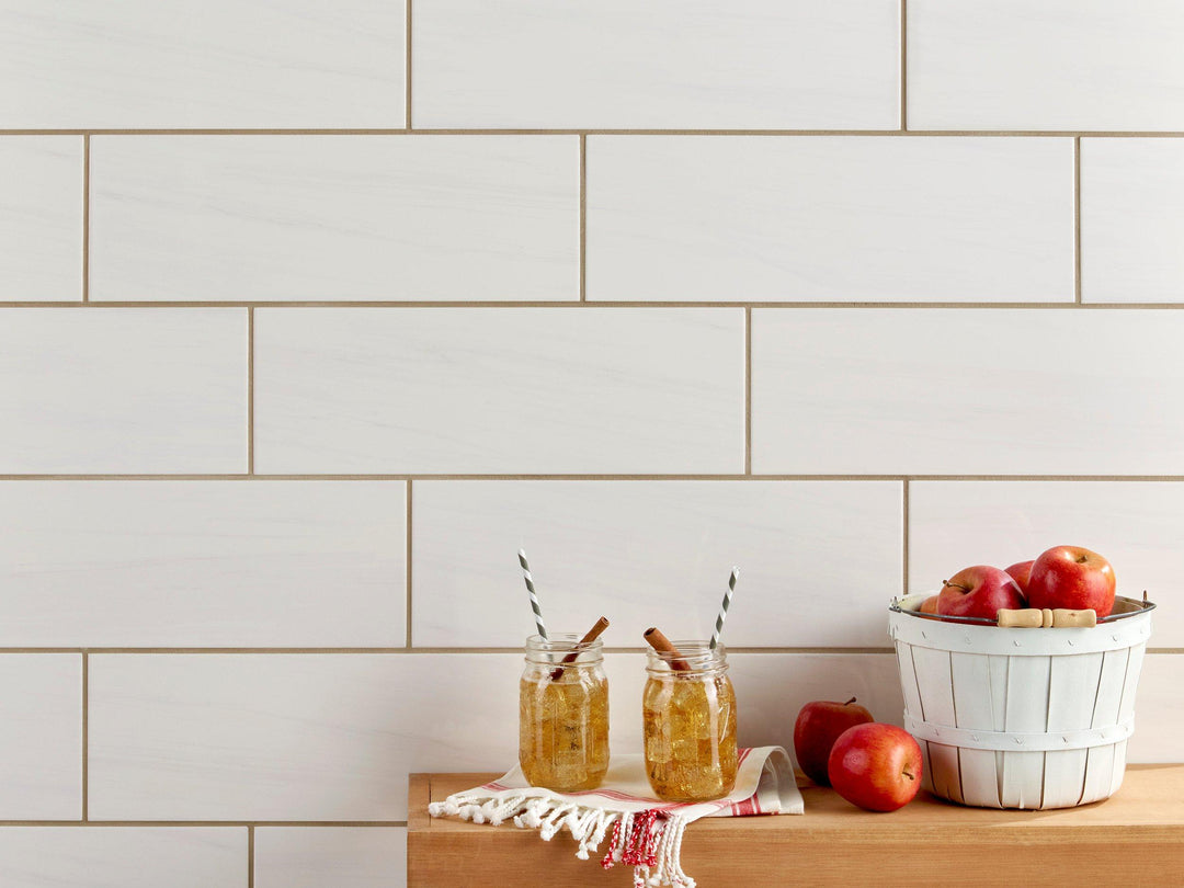 San Giorgio Belucci Bianca Polished Ceramic Tile, 6 x 18 - High
