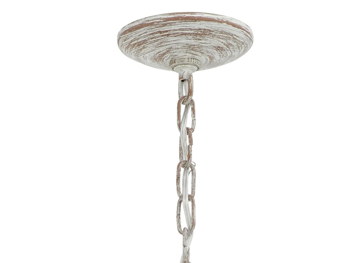 Kichler Kona Cay 3-Light Distressed Antique White Coastal Frosted Glass Bowl Medium Hanging Pendant Light
