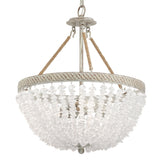Kichler Kona Cay 3-Light Distressed Antique White Coastal Frosted Glass Bowl Medium Hanging Pendant Light