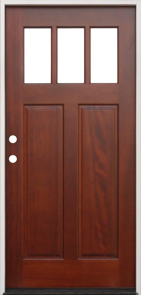 Creative Entryways Craftsman Pecan Mahogany Stained Prehung Single Front Door with Clear Glass