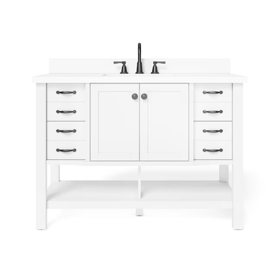 allen + roth Kingscote 48-in White Undermount Single Sink Bathroom Vanity with White Engineered Stone Top