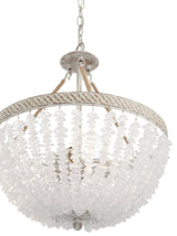 Kichler Kona Cay 3-Light Distressed Antique White Coastal Frosted Glass Bowl Medium Hanging Pendant Light