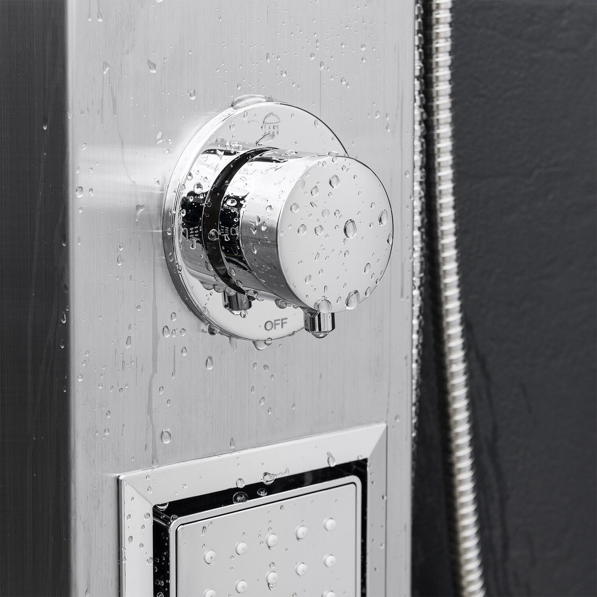 AKDY 39-in Brushed Stainless Steel Dual-Head 2-Spray Shower Panel System with 4-Way Diverter (Valve Included)
