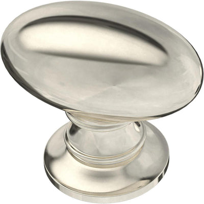 Rugby 1-1/4 in. (32 mm) Polished Nickel Oval Cabinet Knob - Super Arbor