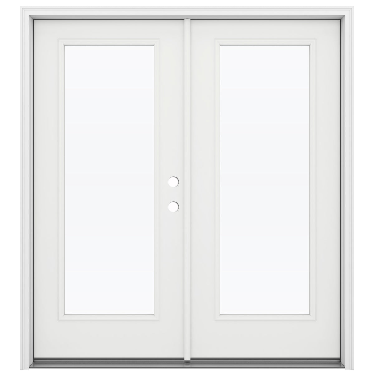 JELD-WEN 72-in x 80-in 4-9/16-in Low-E Primed Fiberglass French Left-Hand Inswing Double Patio Door, Brickmould Included
