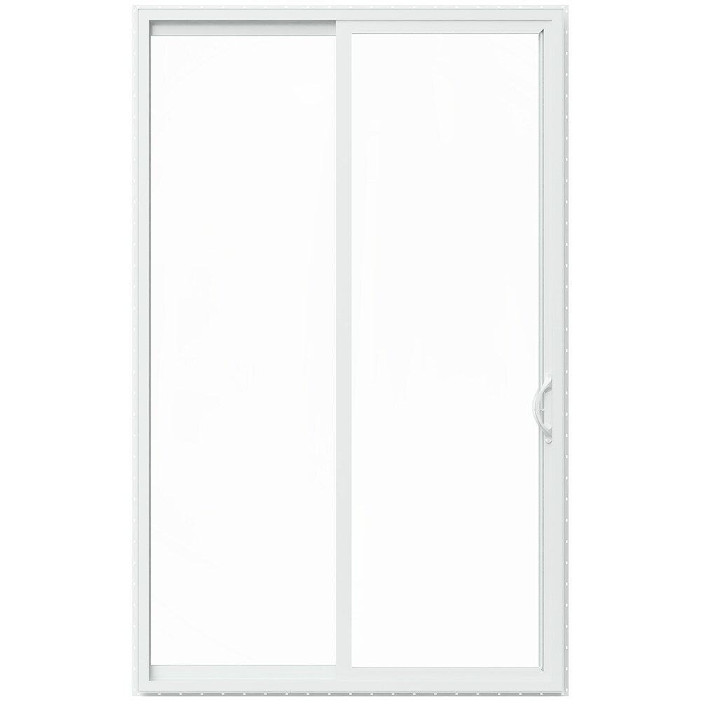 JELD-WEN V-2500 96-in x 80-in x 4-9/16-in Jamb White Vinyl Left-Hand Sliding Double Patio Door with Low-E Glass, Screen Included