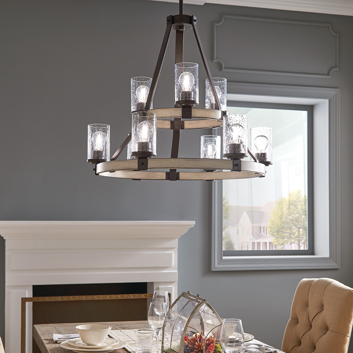 Kichler Barrington 9-Light Distressed Gray Rustic Chandelier