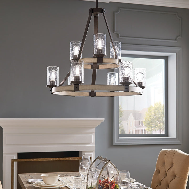 Kichler Barrington 9-Light Distressed Gray Rustic Chandelier