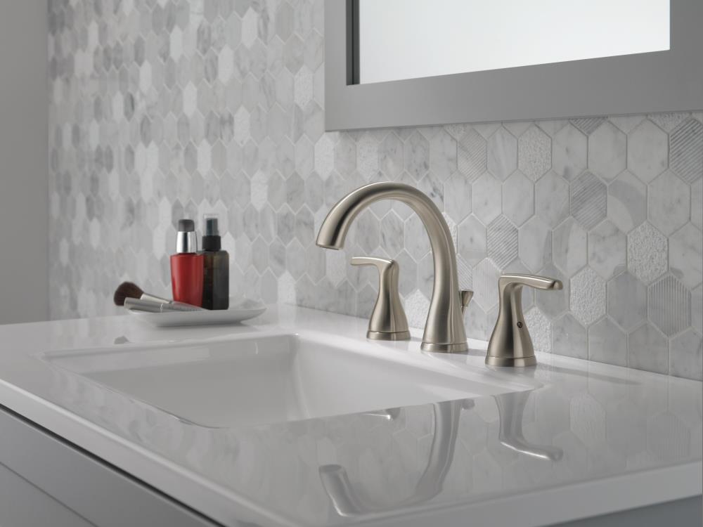 Delta Dulcet Brushed Nickel 2-Handle Widespread WaterSense Bathroom Sink Faucet with Drain
