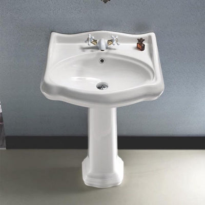 Nameeks Traditional Pedestal Sink in White