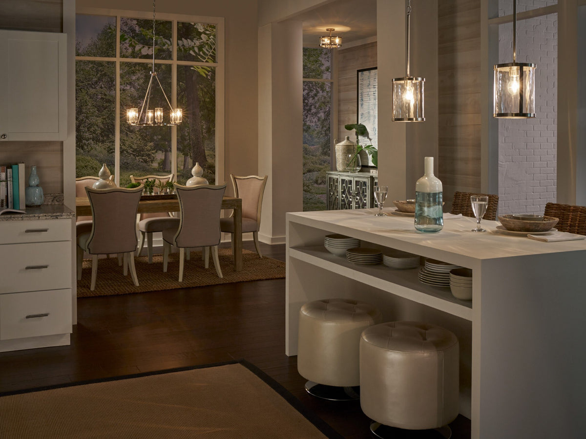 Kichler Marita Brushed Nickel Transitional Clear Glass Cylinder Pendant Light