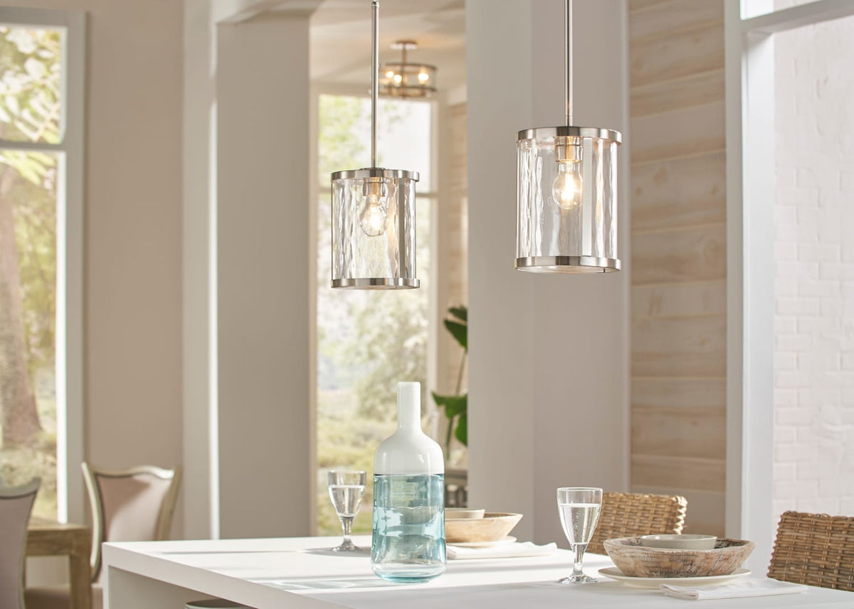 Kichler Marita Brushed Nickel Transitional Clear Glass Cylinder Pendant Light