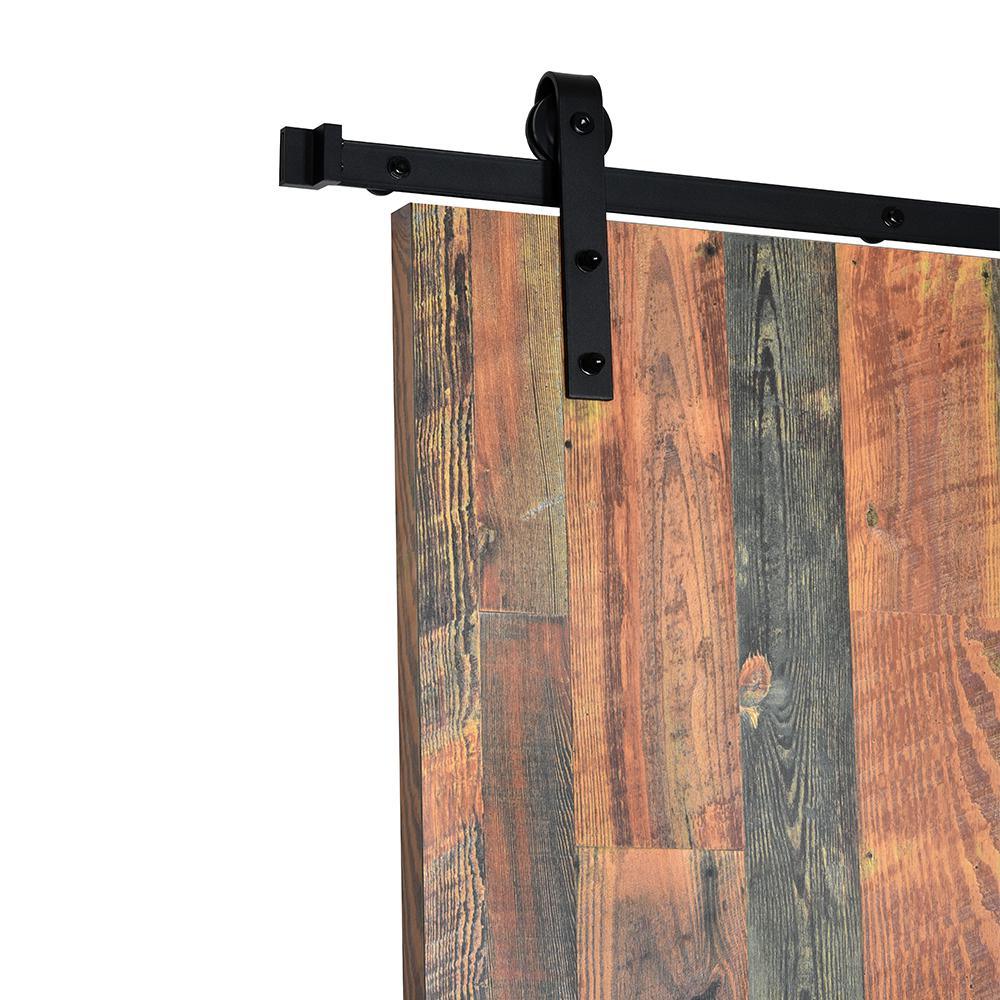 37 in. x 84 in. Antique Bourbon Pine 8215-12 Solid Core Wood Flush Barn Door with Sliding Door Hardware Kit - Super Arbor