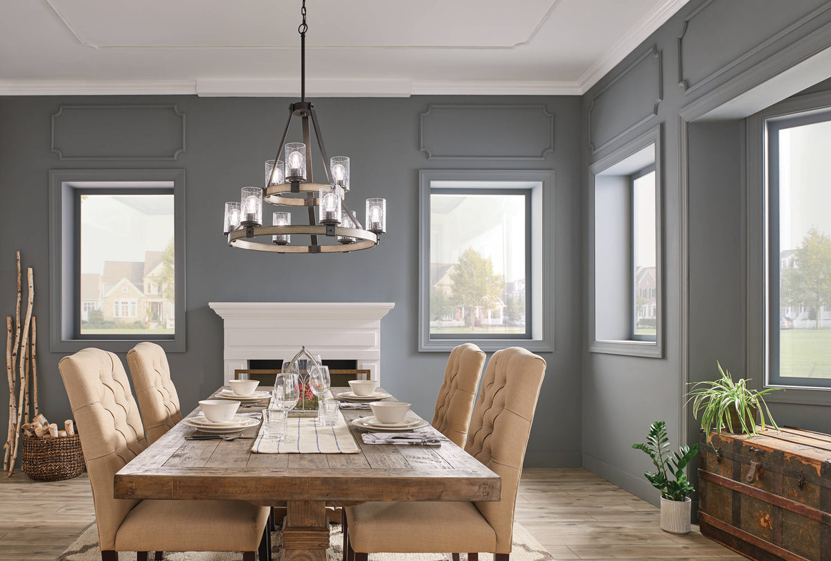 Kichler Barrington 9-Light Distressed Gray Rustic Chandelier