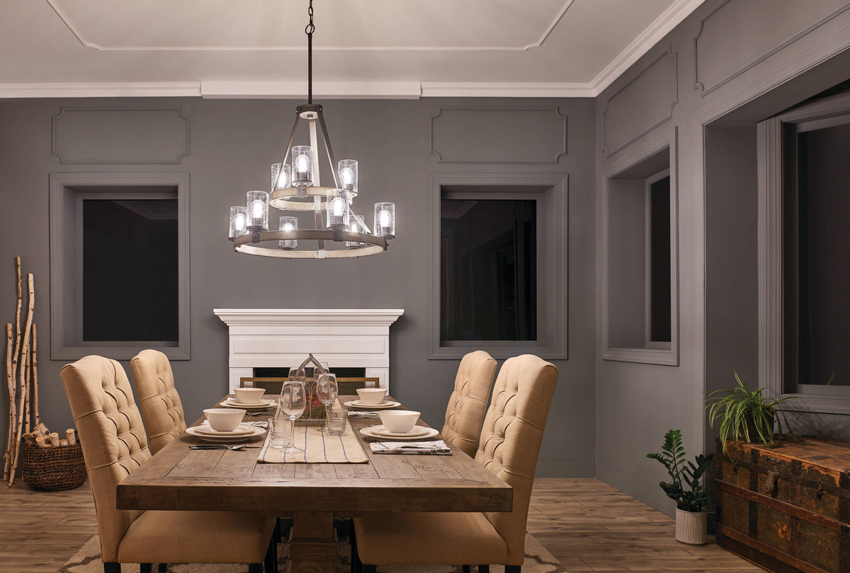 Kichler Barrington 9-Light Distressed Gray Rustic Chandelier