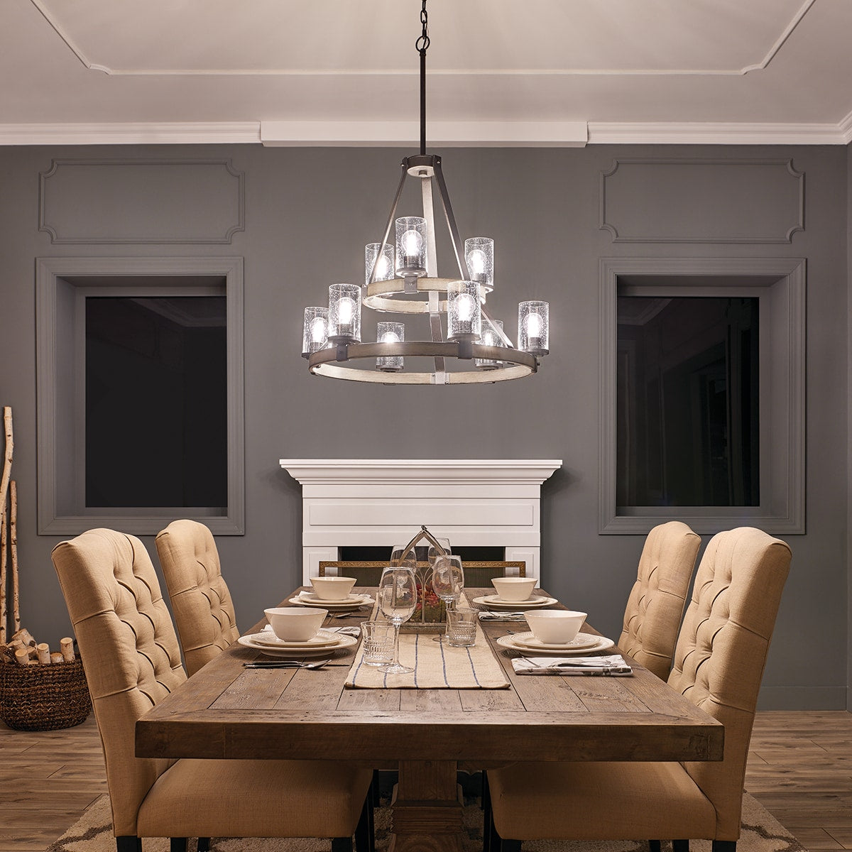 Kichler Barrington 9-Light Distressed Gray Rustic Chandelier