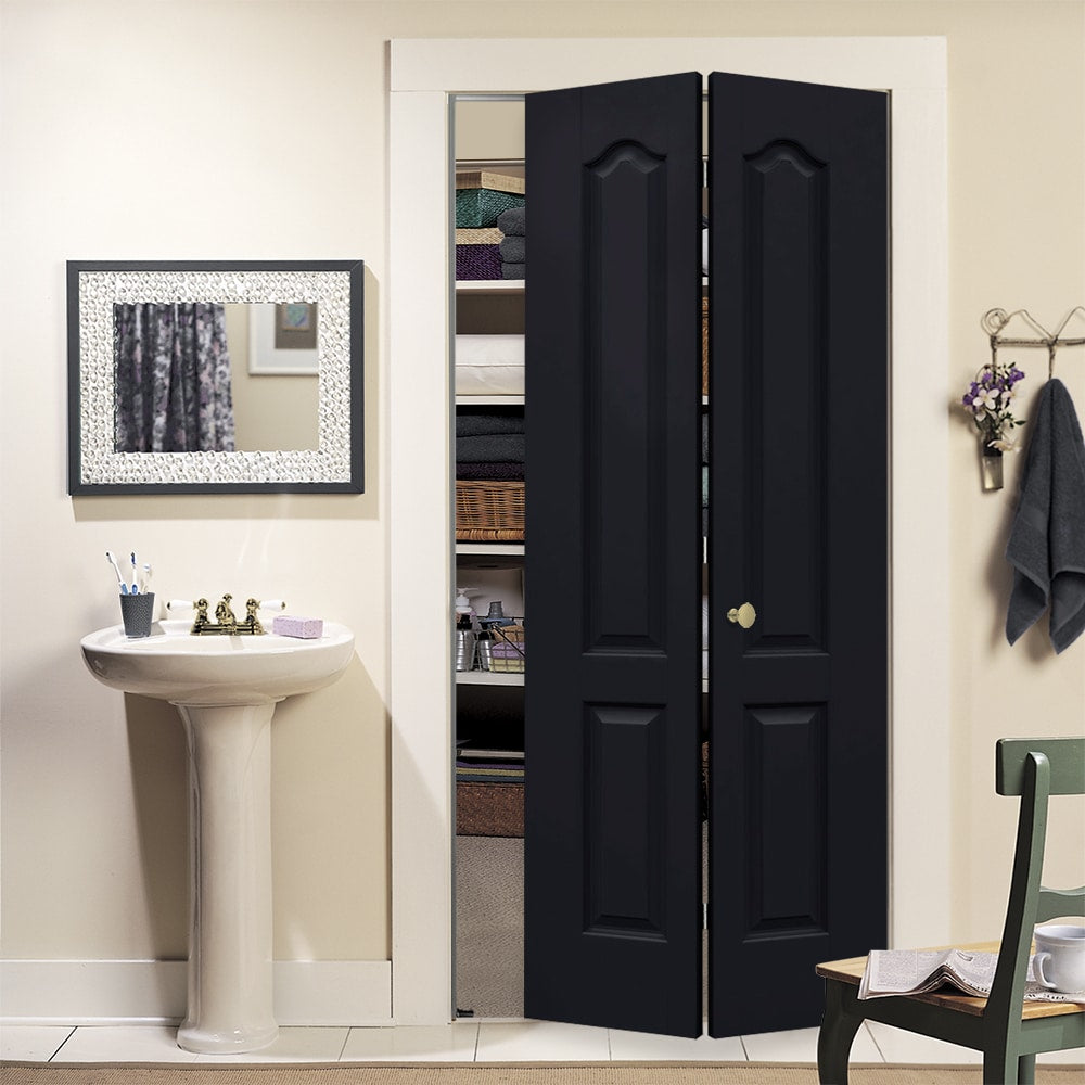 JELD-WEN Princeton 24-in x 80-in Midnight 2-Panel Arch Top Prefinished Molded Composite Bifold Door (Hardware Included)