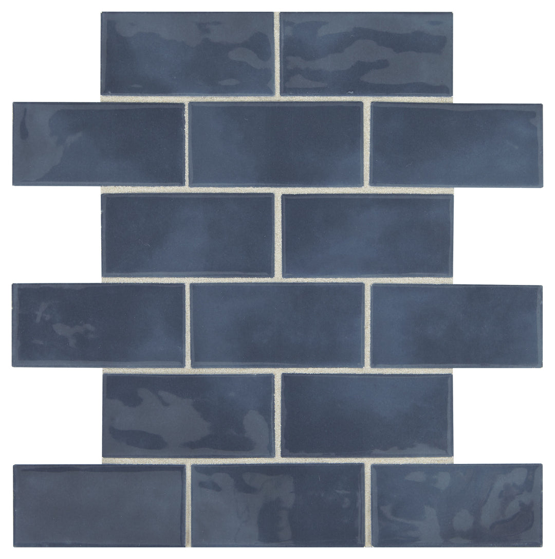American Olean Union View Suede Blue 12-in x 12-in Glossy Ceramic
