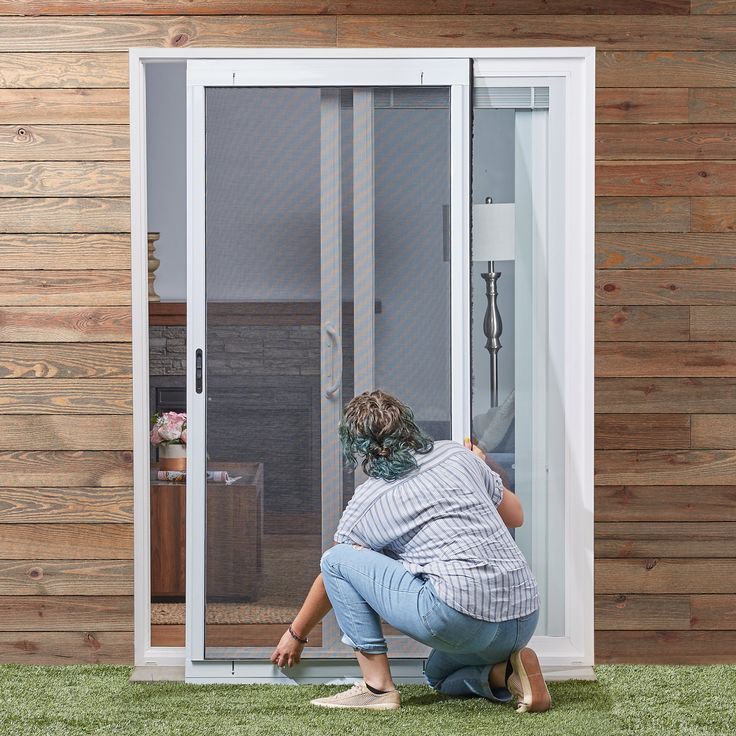 RELIABILT 48-in x 80-in White Aluminum Sliding Patio Screen Door